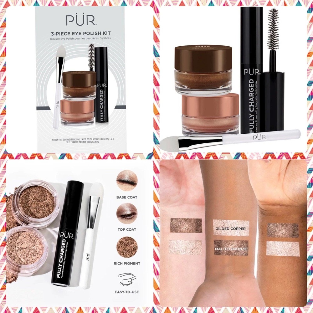 PUR 3-Piece Eye Polish Kit Eye Pigment Mascara Eyeshadow NWT BNIB New & Sealed
